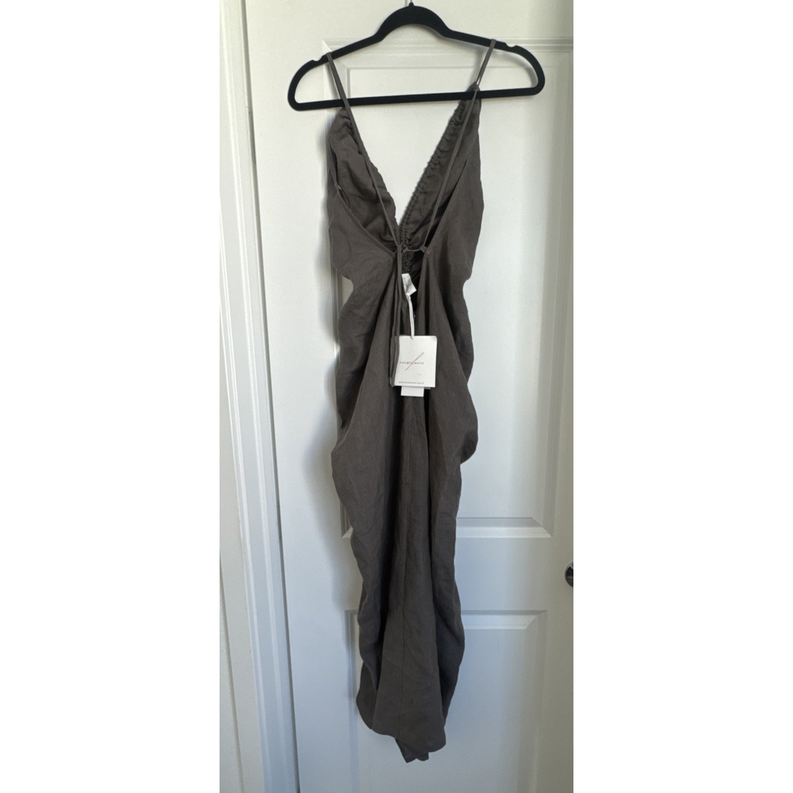 Piece Of White Allegra Ruched Linen Midi-Dress Nwt Women’s Size Small $716 — image 5 of 8